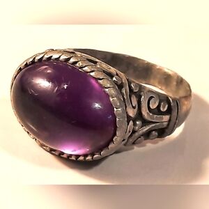 Pewter One Of Kind Stunning Purple Stone Silver Ring